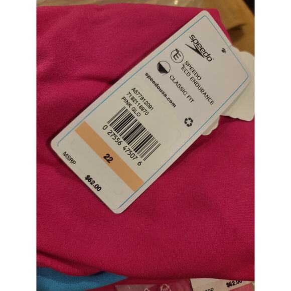 NWT Speedo Solid Tie Back One Piece training swimsuit - 22 - pink glow - 22 - Picture 3 of 4